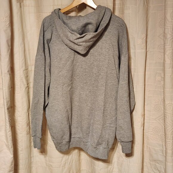 🟣 Minnesota Vikings Distressed Raw V-Neck Hoodie Sweatshirt Grey 2XL 🏈 - Picture 6 of 8